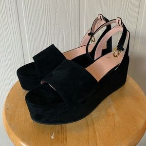 J.Crew Suede Platform Sandals Size 8 Black